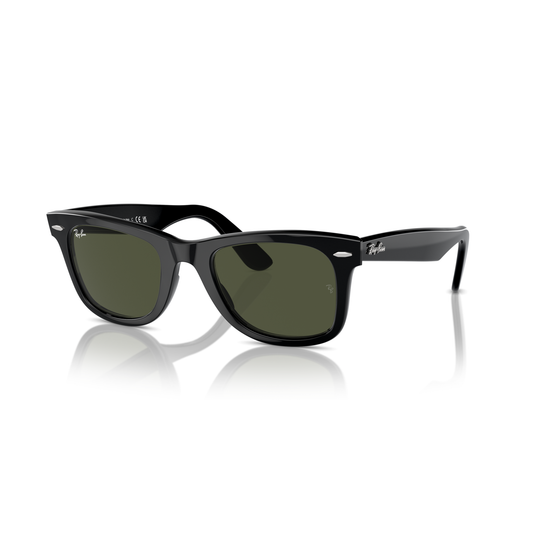 Black sunglasses with a reflective surface on a white background Polished Black + G-15 Green