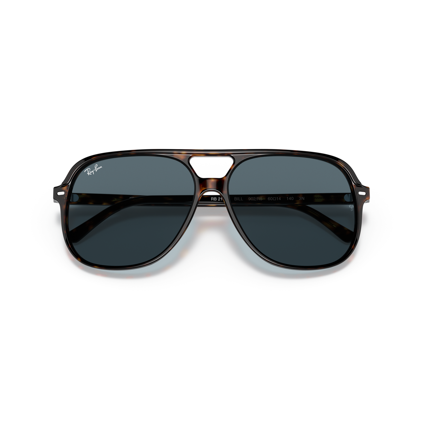 Aviator sunglasses with dark lenses on a white background Polished Havana + Blue