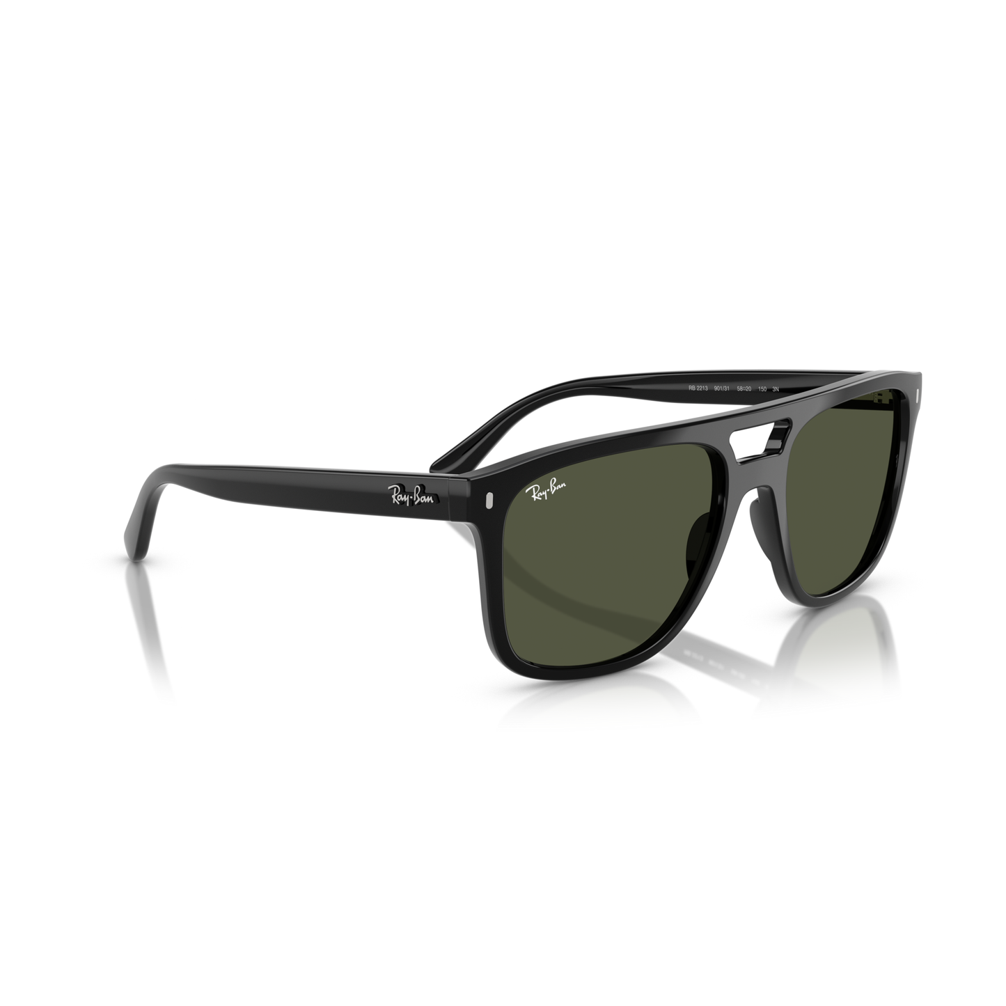 Black sunglasses with green lenses on a white background Polished Black + G-15 Green