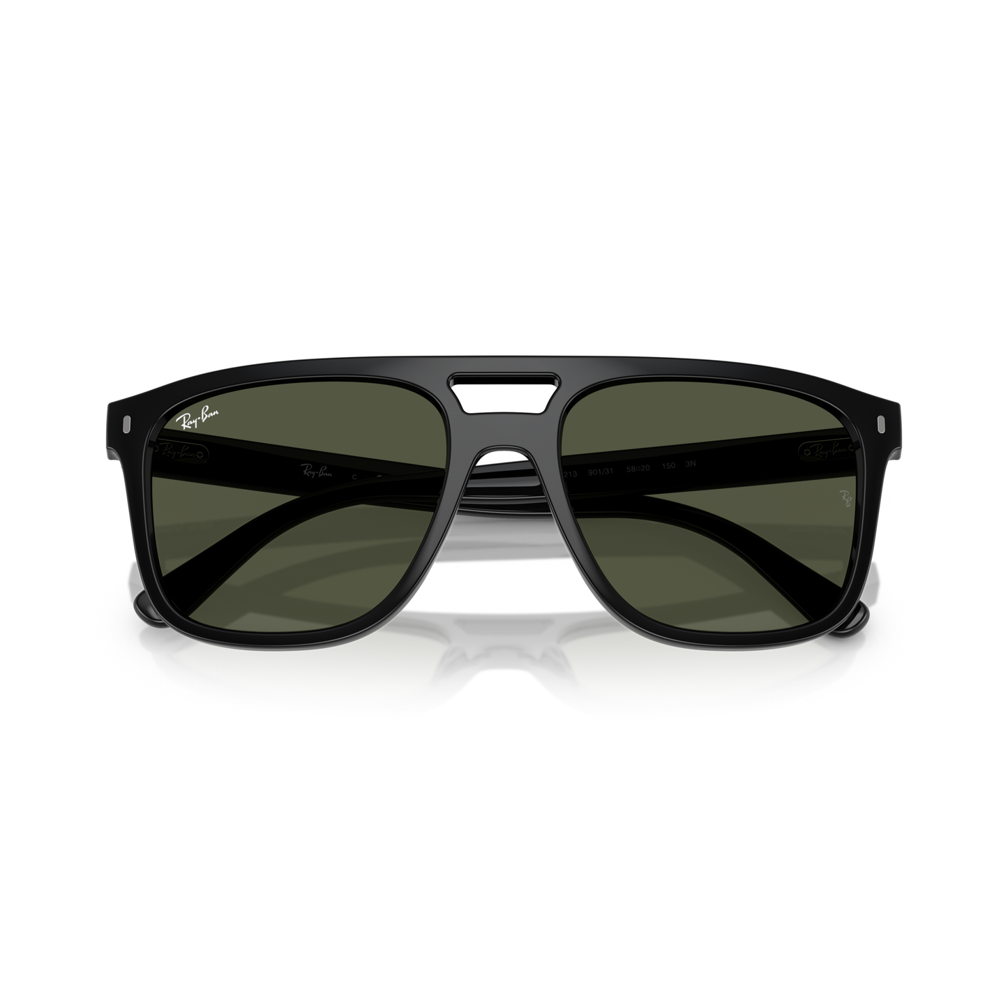 Black sunglasses with dark lenses on a white background Polished Black + G-15 Green