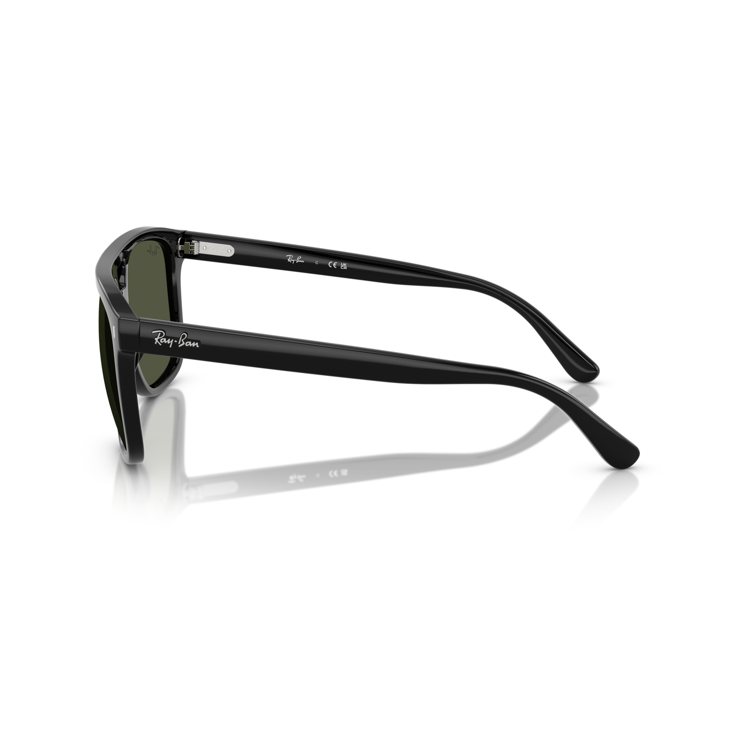 Black sunglasses with a reflective surface on a white background Polished Black + G-15 Green