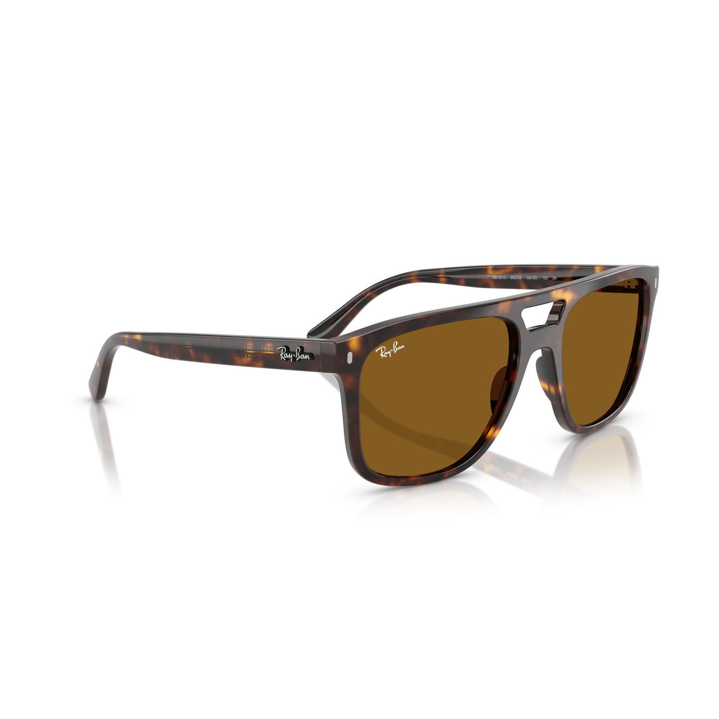 Brown sunglasses with tortoiseshell frame on a white background Polished Havana + B-15 Brown