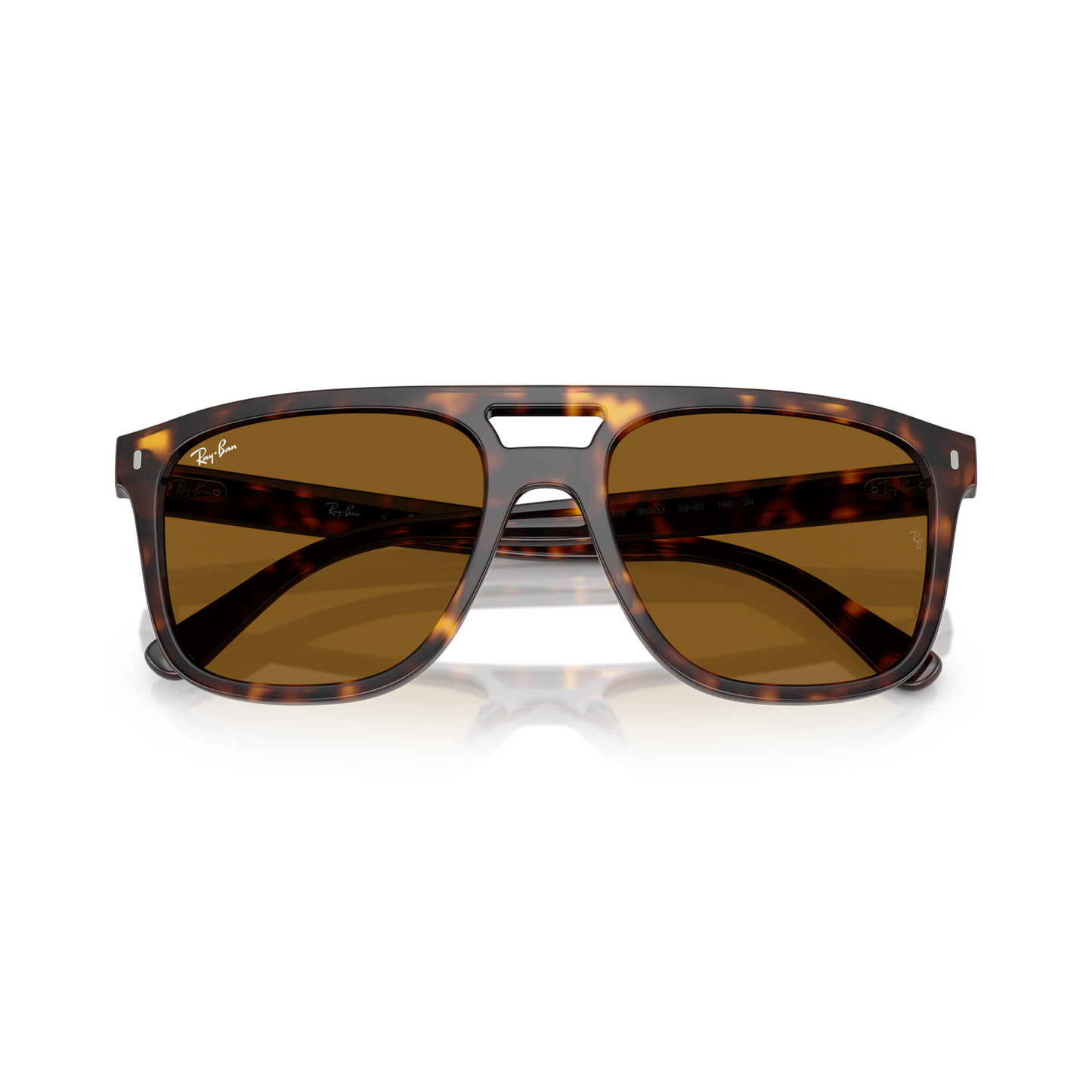 Sunglasses with tortoiseshell frame and brown lenses on a white background Polished Havana + B-15 Brown