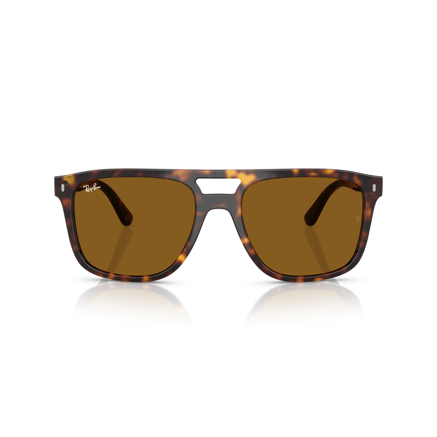 Tortoiseshell sunglasses with brown lenses on a white background Polished Havana + B-15 Brown