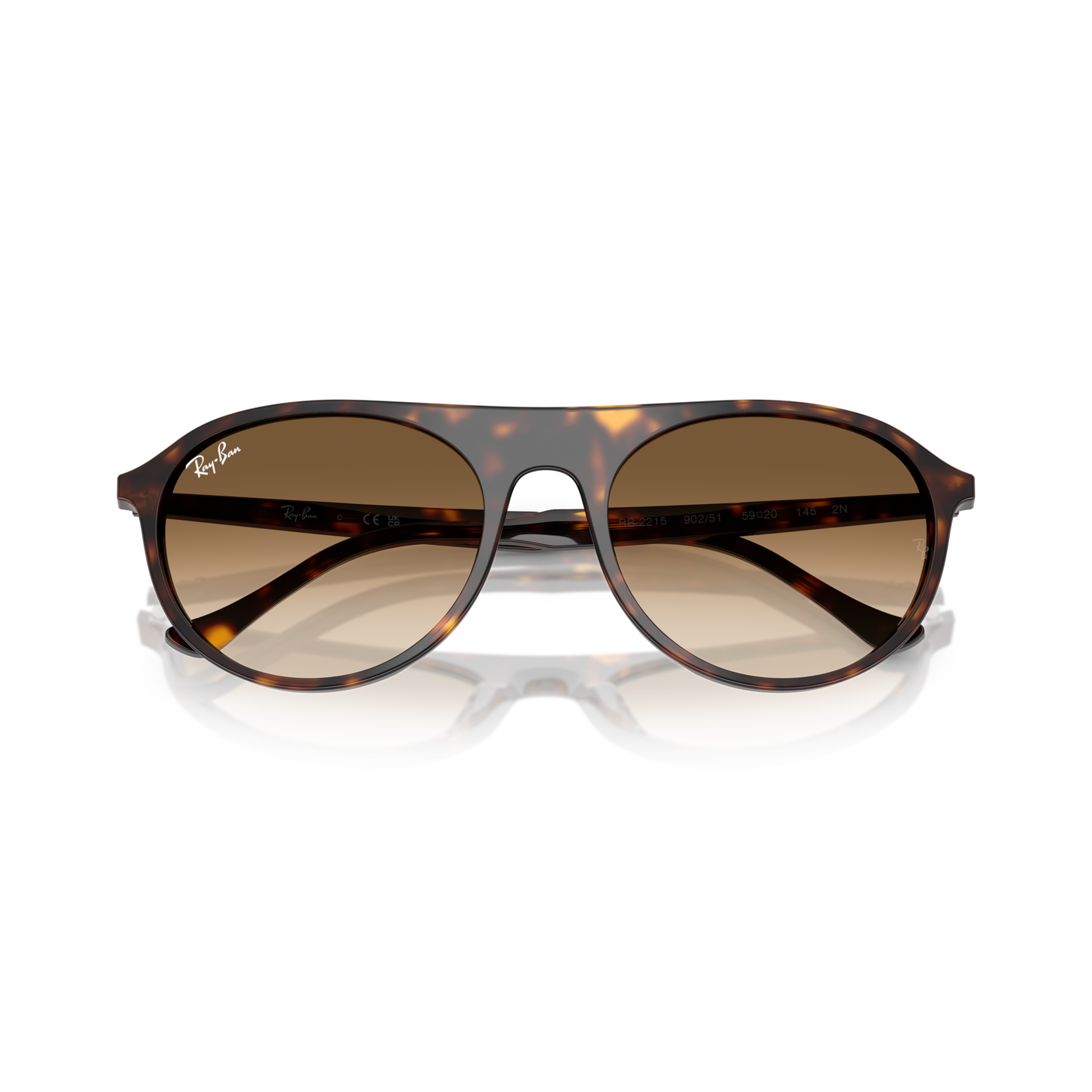 Tortoiseshell sunglasses with brown lenses on a white background Polished Havana + Clear Gradient Brown