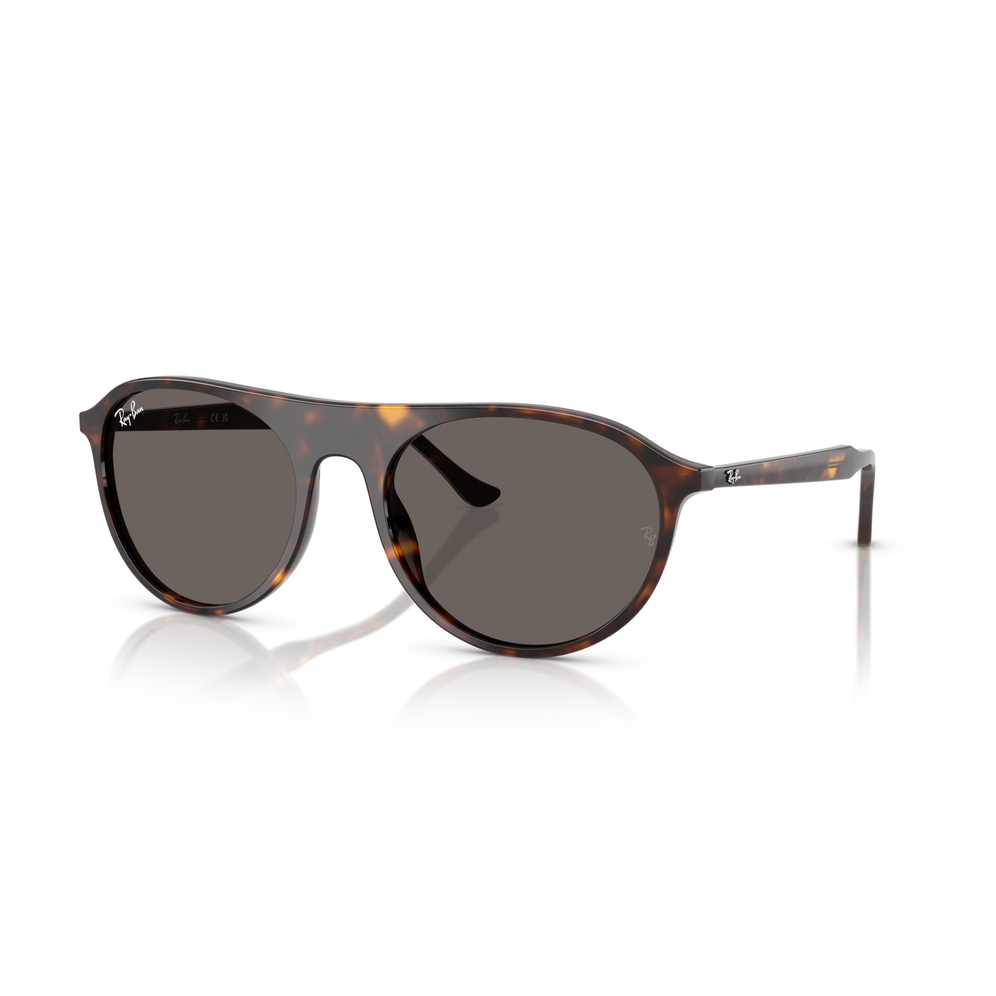 Sunglasses with tortoiseshell frame and dark lenses on a white background Polished Havana + Dark Grey