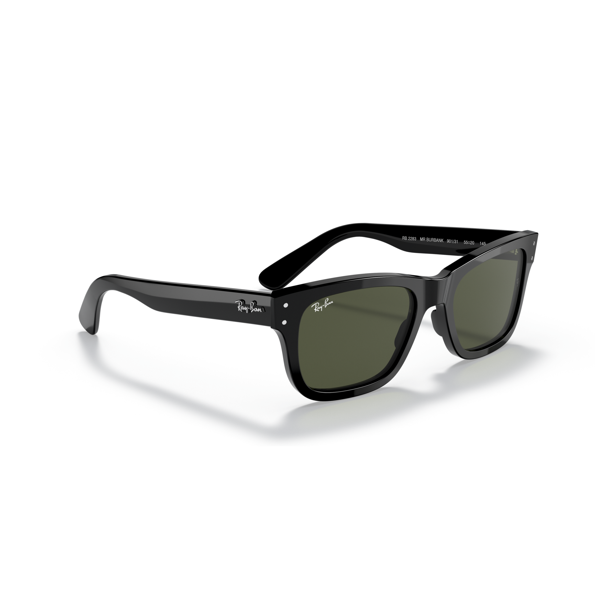 Black sunglasses with green lenses on a white background Polished Black + G-15 Green
