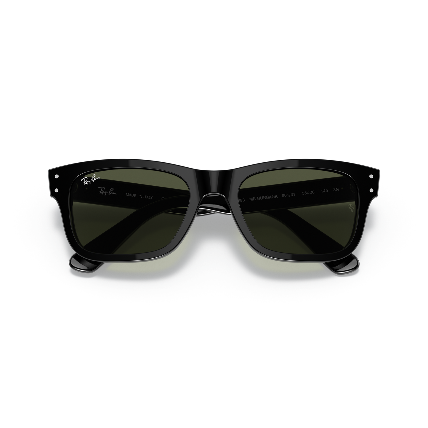 Black sunglasses with a white background Polished Black + G-15 Green