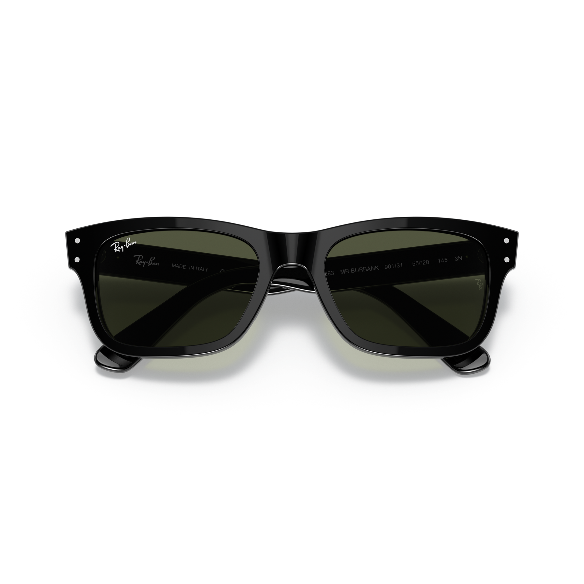 Black sunglasses with a white background Polished Black + G-15 Green
