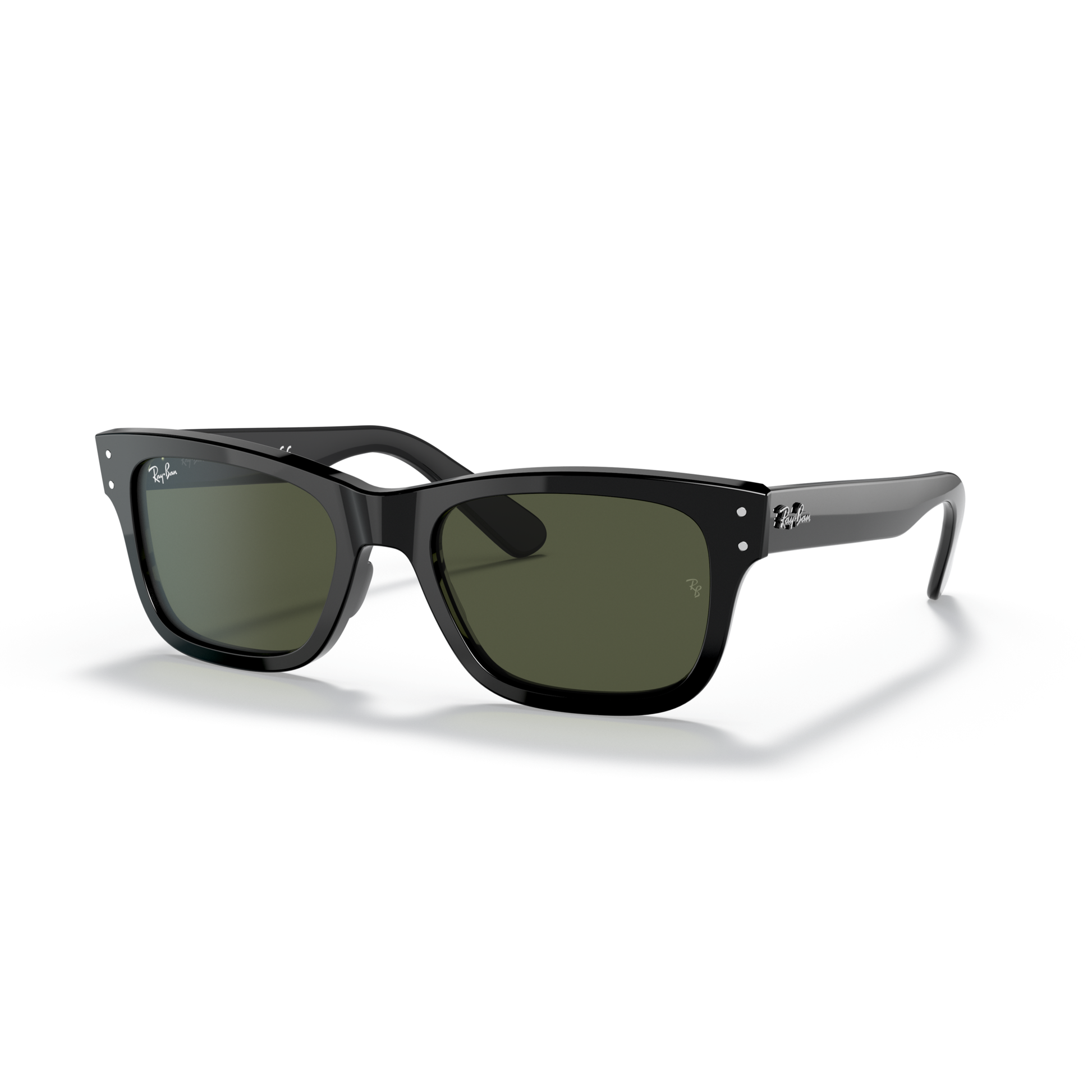 Black sunglasses with green lenses on a white background Polished Black + G-15 Green
