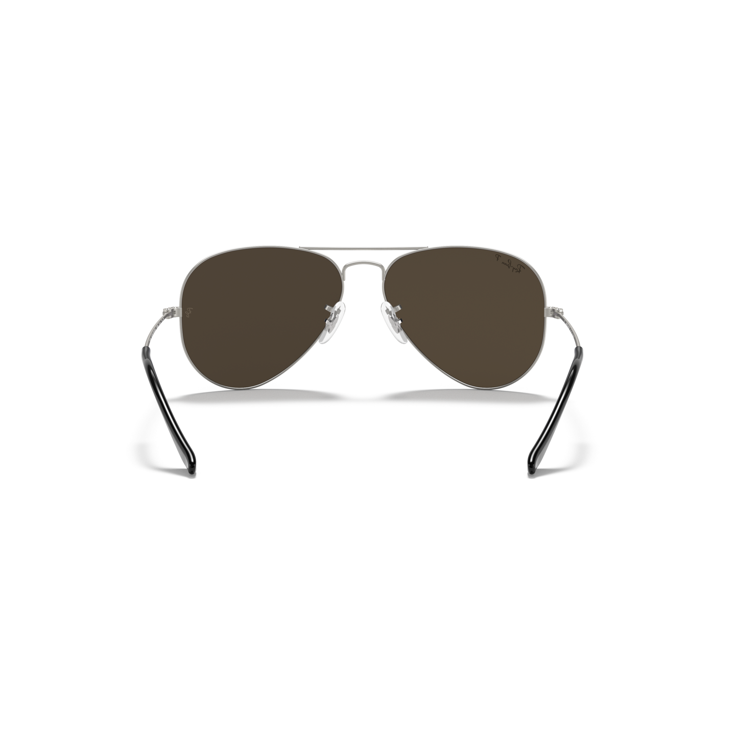 Aviator sunglasses with dark lenses on a white background Matte Silver + Dark Grey Mirror Polarised