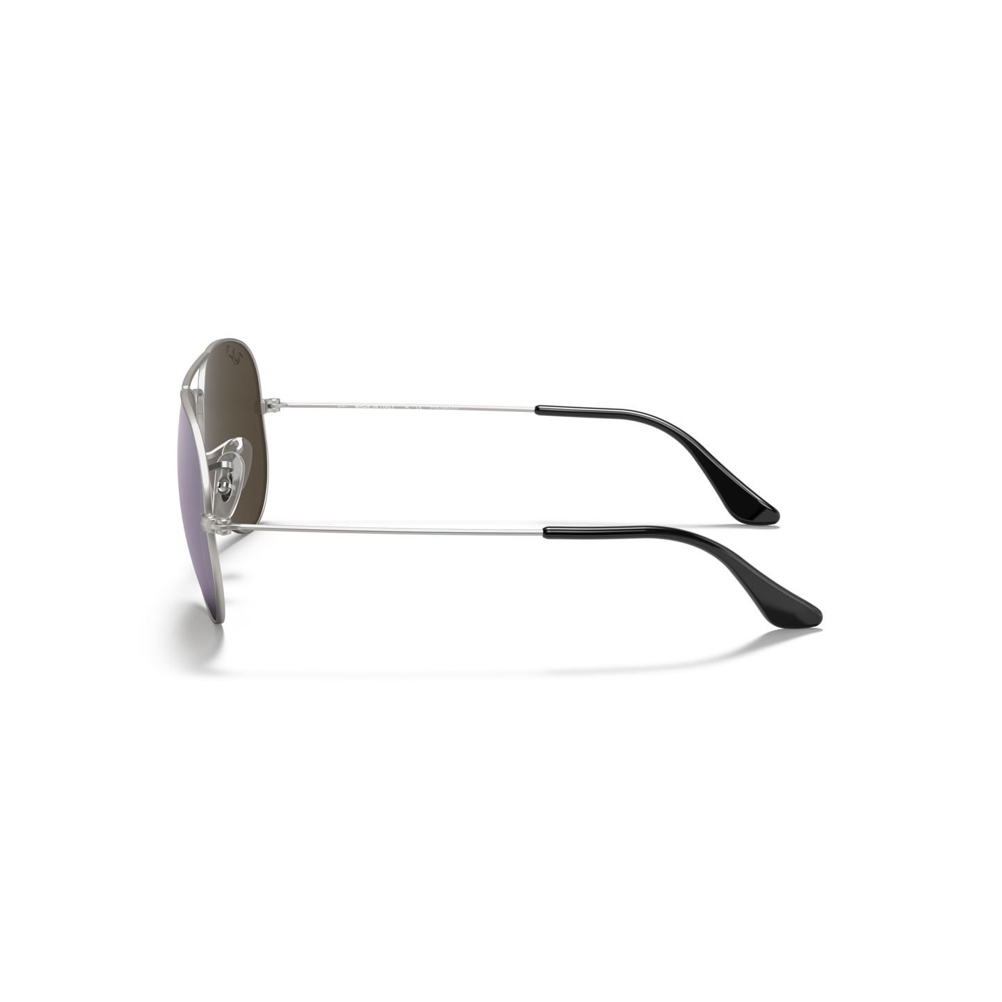 Sunglasses with black frames and purple lenses on a white background Matte Silver + Dark Grey Mirror Polarised