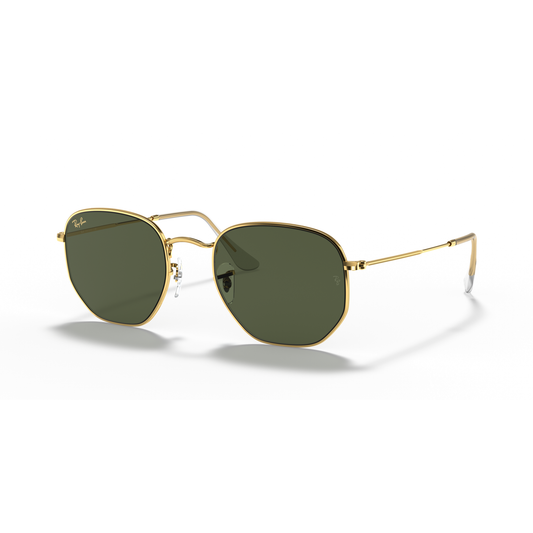 Gold-framed sunglasses with green lenses on a white background Polished Gold + G-15 Green