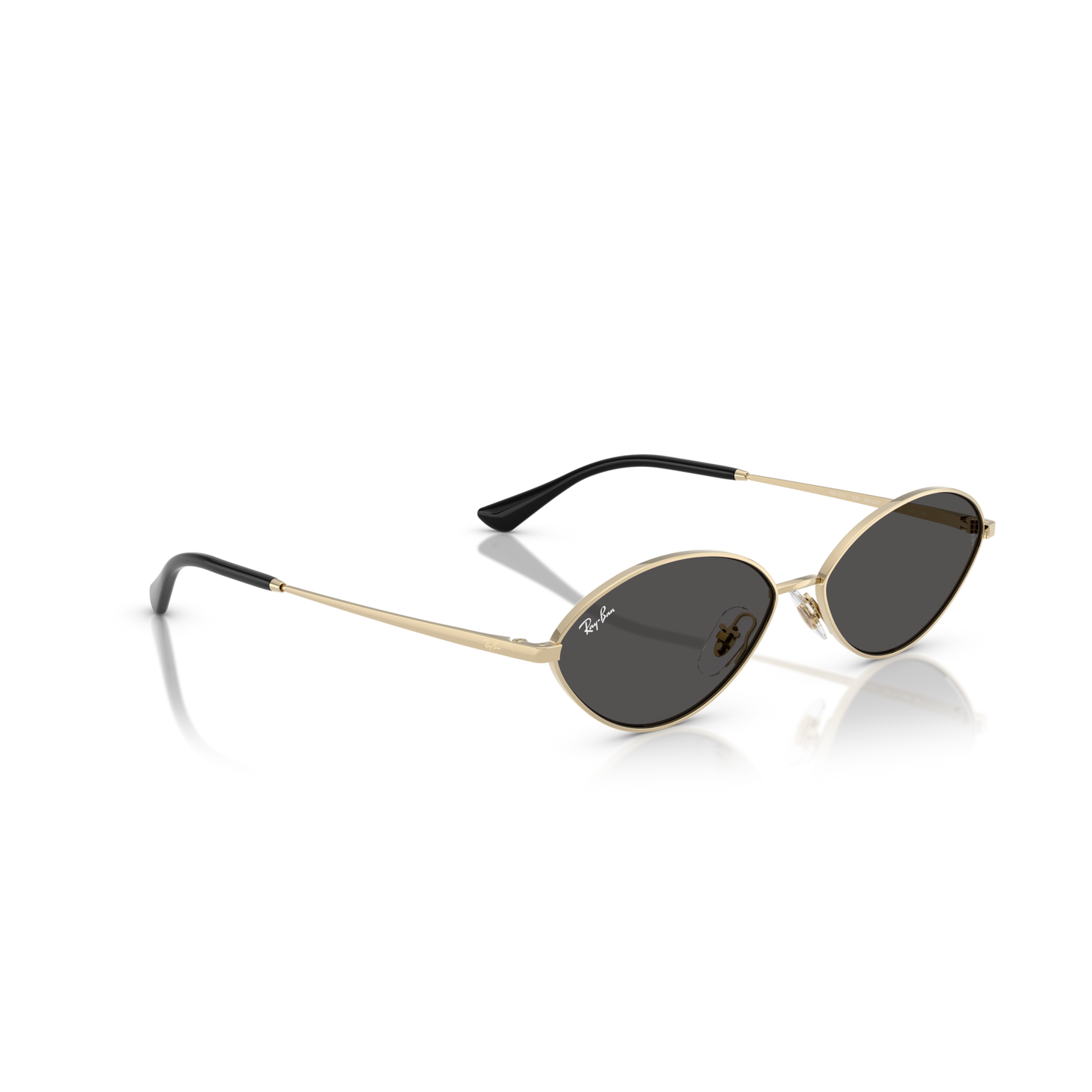 Gold-framed sunglasses with black lenses on a white background Polished Pale Gold + Dark Grey