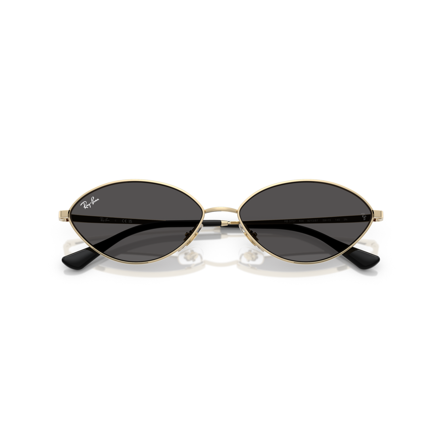 Gold-framed sunglasses with black lenses on a white background Polished Pale Gold + Dark Grey