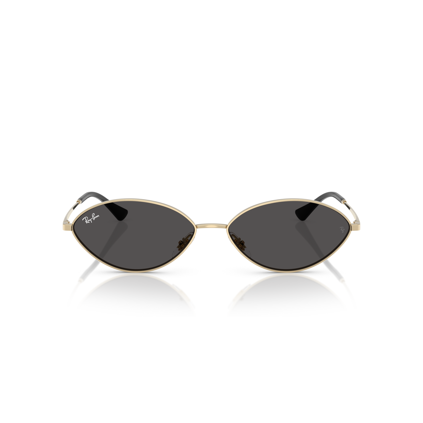 Gold-framed sunglasses with dark lenses on a white background Polished Pale Gold + Dark Grey