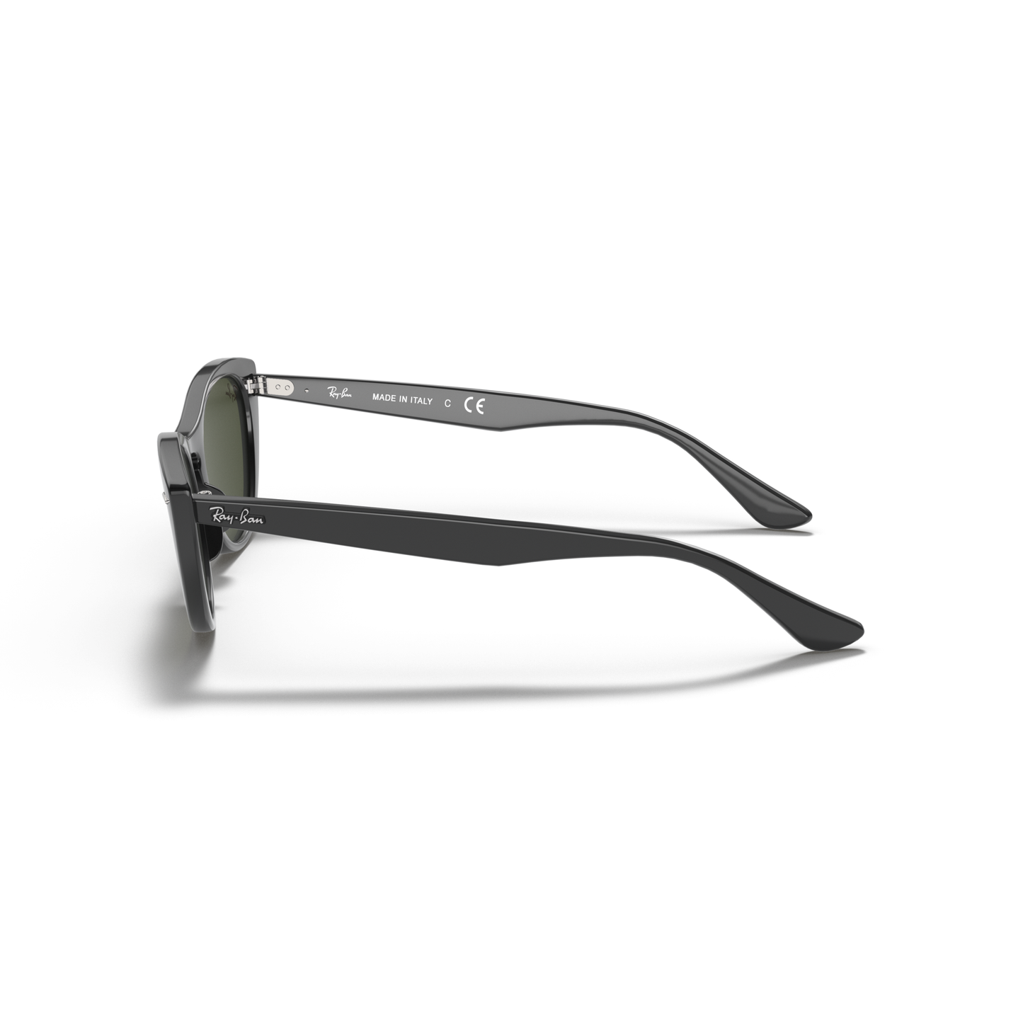Black sunglasses with 'Ray-Ban' branding on a white background Polished Black + G-15 Green