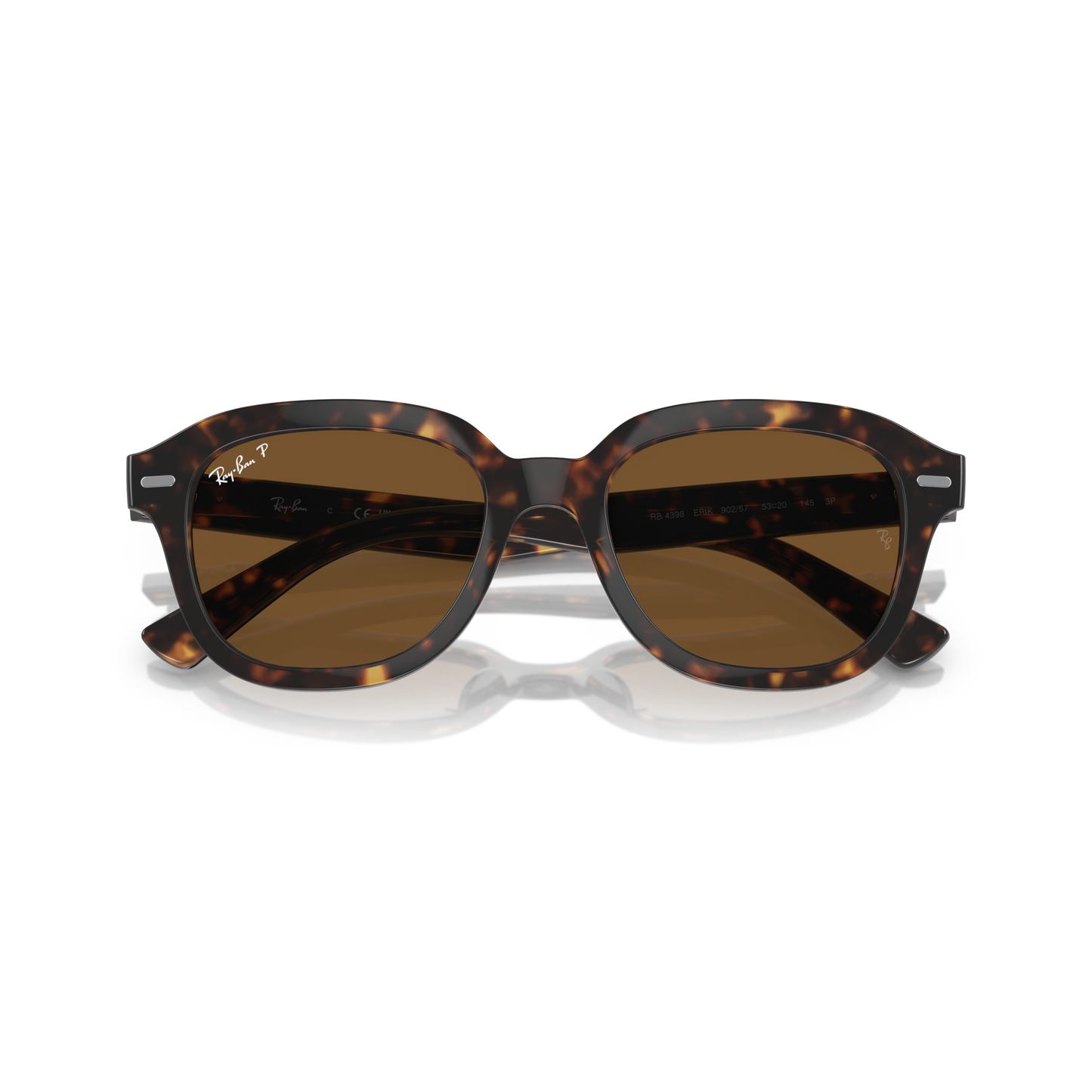 Tortoiseshell sunglasses with brown lenses on a white background Polished Havana + Brown Polarised
