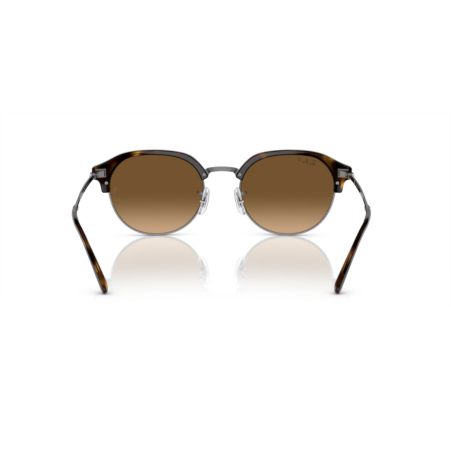 Sunglasses with tortoiseshell frame and brown gradient lenses on a white background Polished Havana on Gunmetal + Brown Gradient Polarised