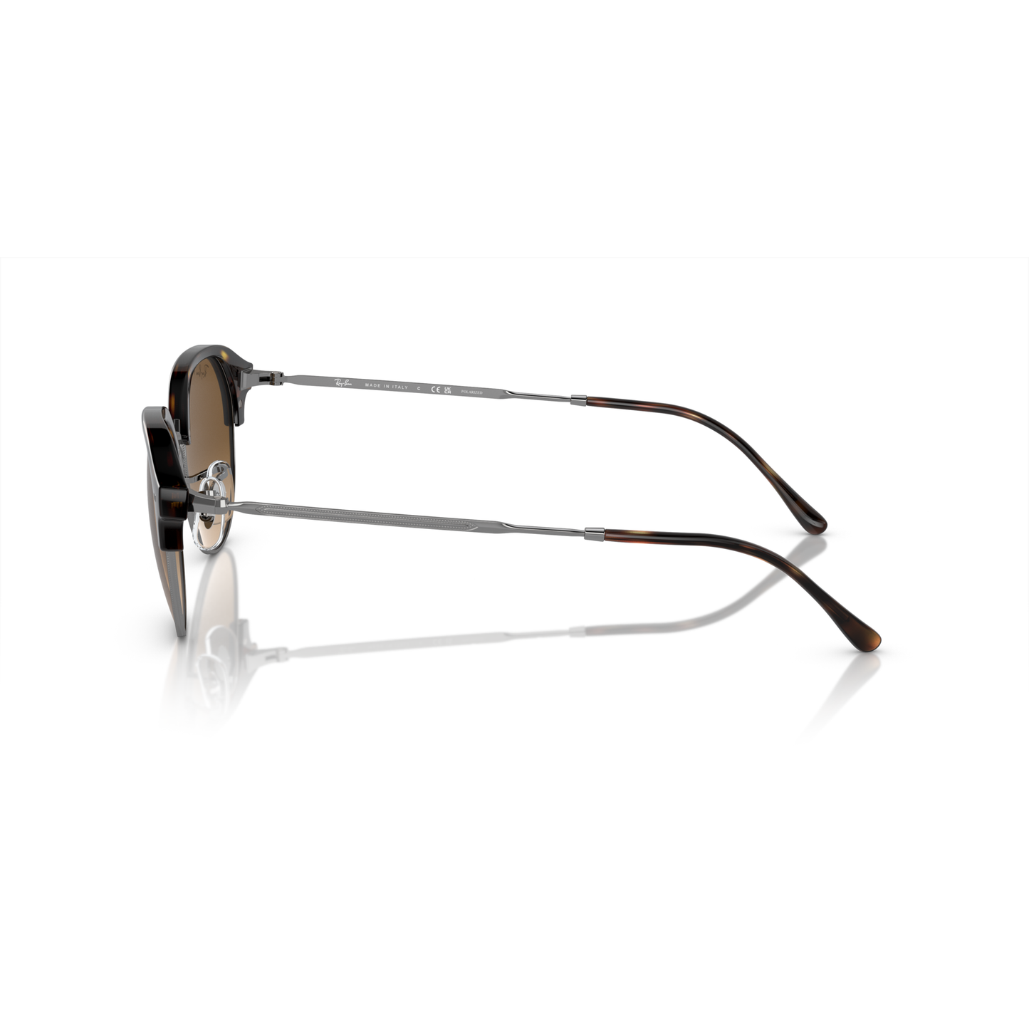 Sunglasses with tortoiseshell frame on a white background Polished Havana on Gunmetal + Brown Gradient Polarised