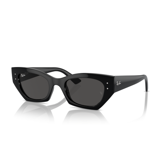 Black sunglasses with a reflective surface on a white background Polished Black + Dark Grey