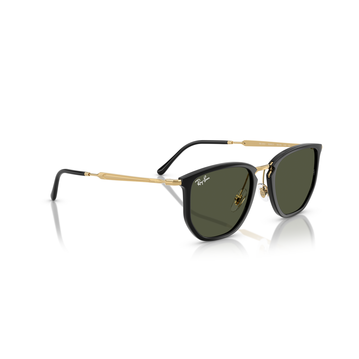 Black and gold sunglasses with green lenses on a white background Polished Black + G-15 Green