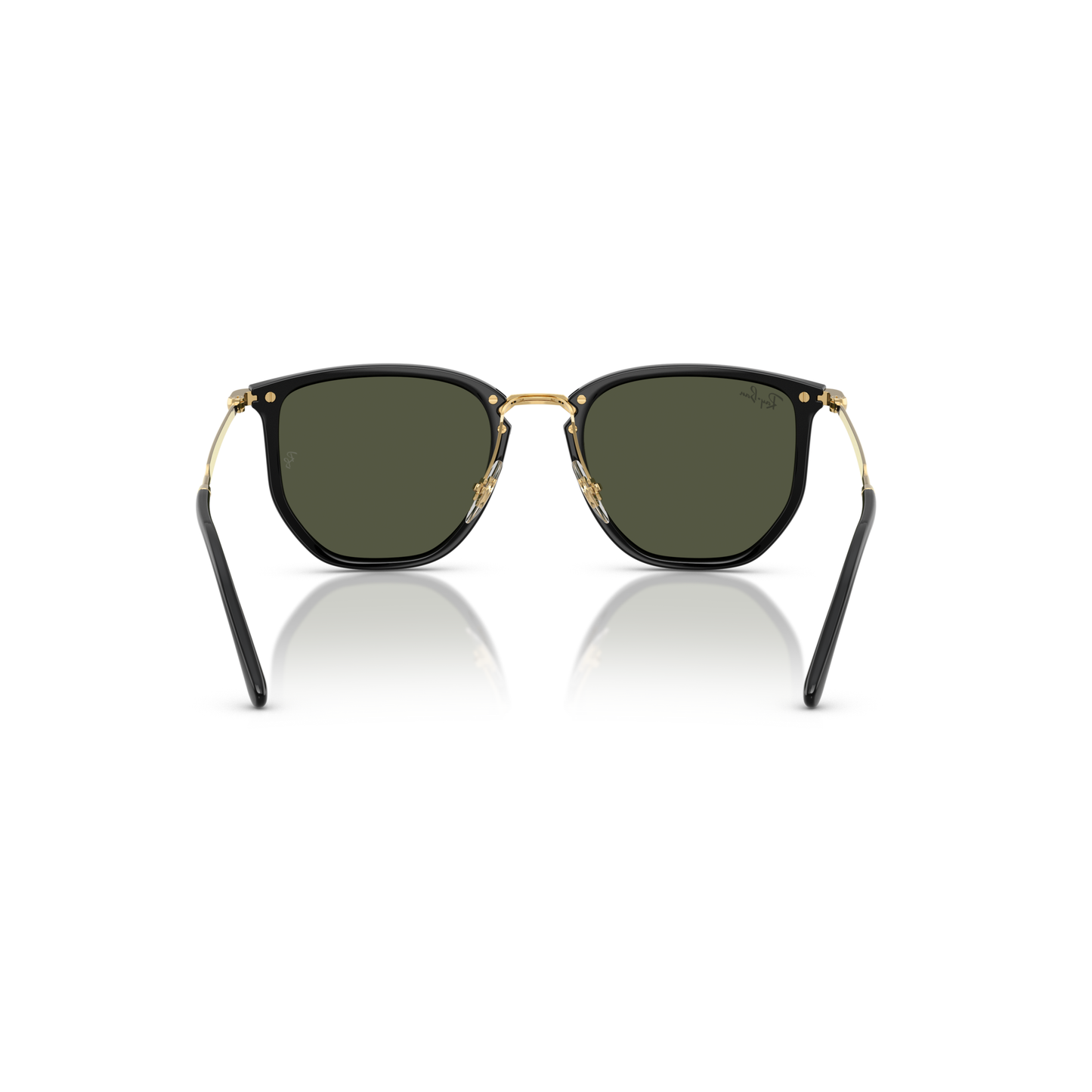 Sunglasses with gold frame and dark lenses on a white background Polished Black + G-15 Green