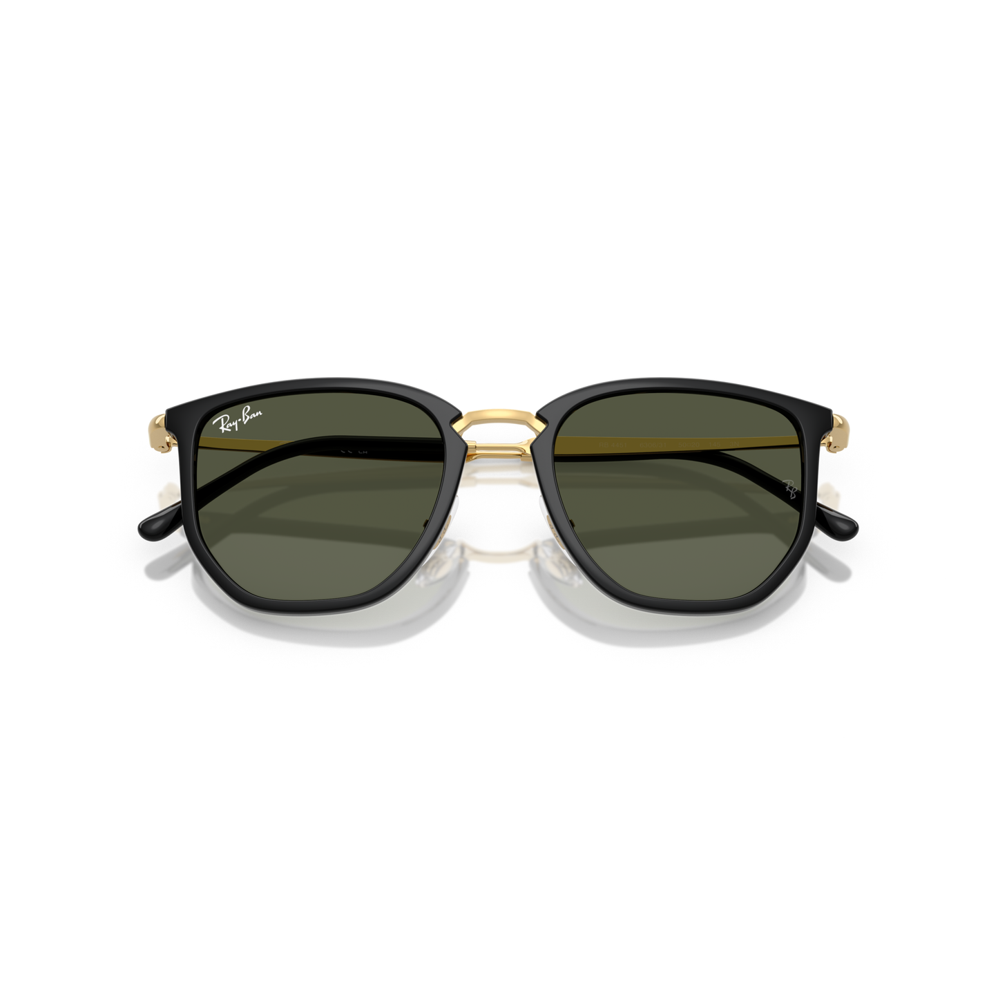 Black sunglasses with gold frame on a white background Polished Black + G-15 Green