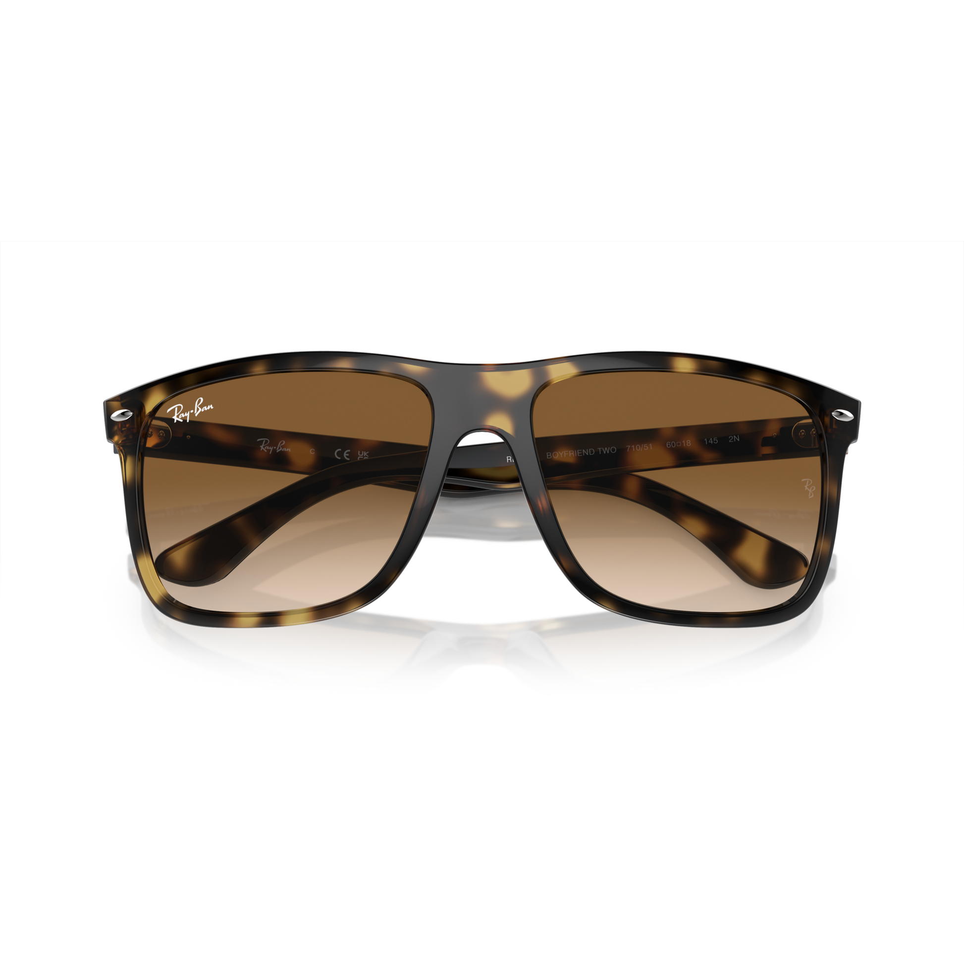 Tortoiseshell sunglasses with brown lenses on a white background Polished Havana + Light Brown