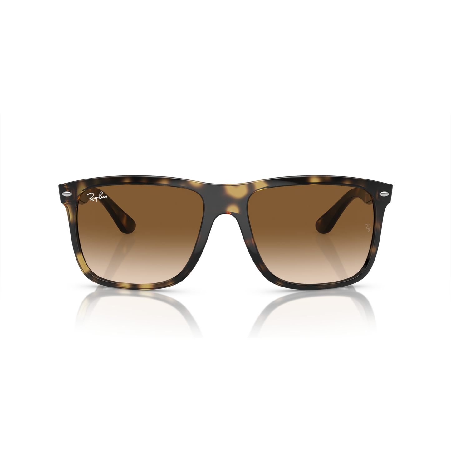 Sunglasses with tortoiseshell frame and brown gradient lenses on a white background Polished Havana + Light Brown