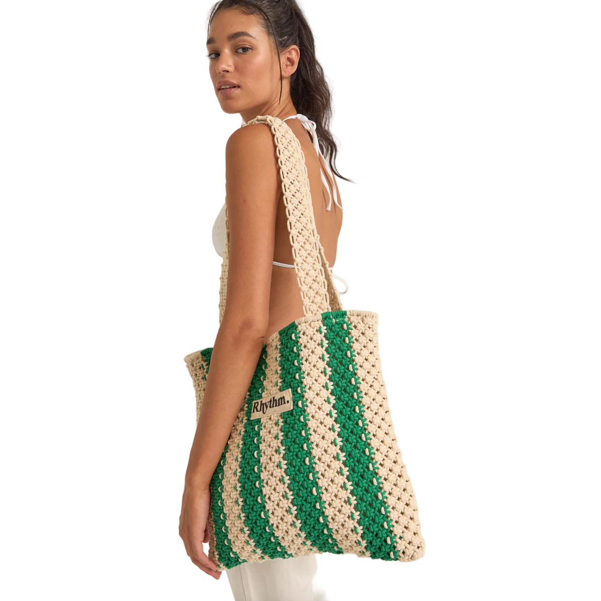 Rhythm - Dinero Stripe Crochet Tote Bag - Velocity 21