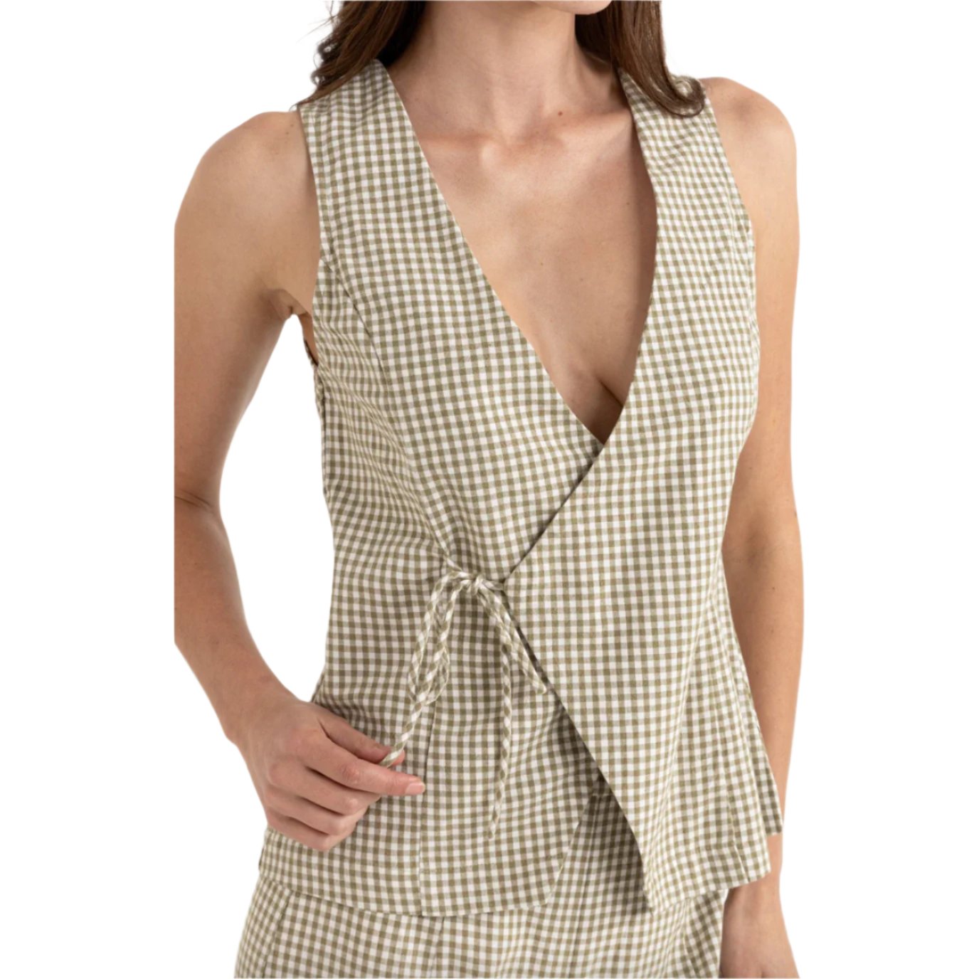 Rhythm - Lola Check Wrap Front Vest - Velocity 21