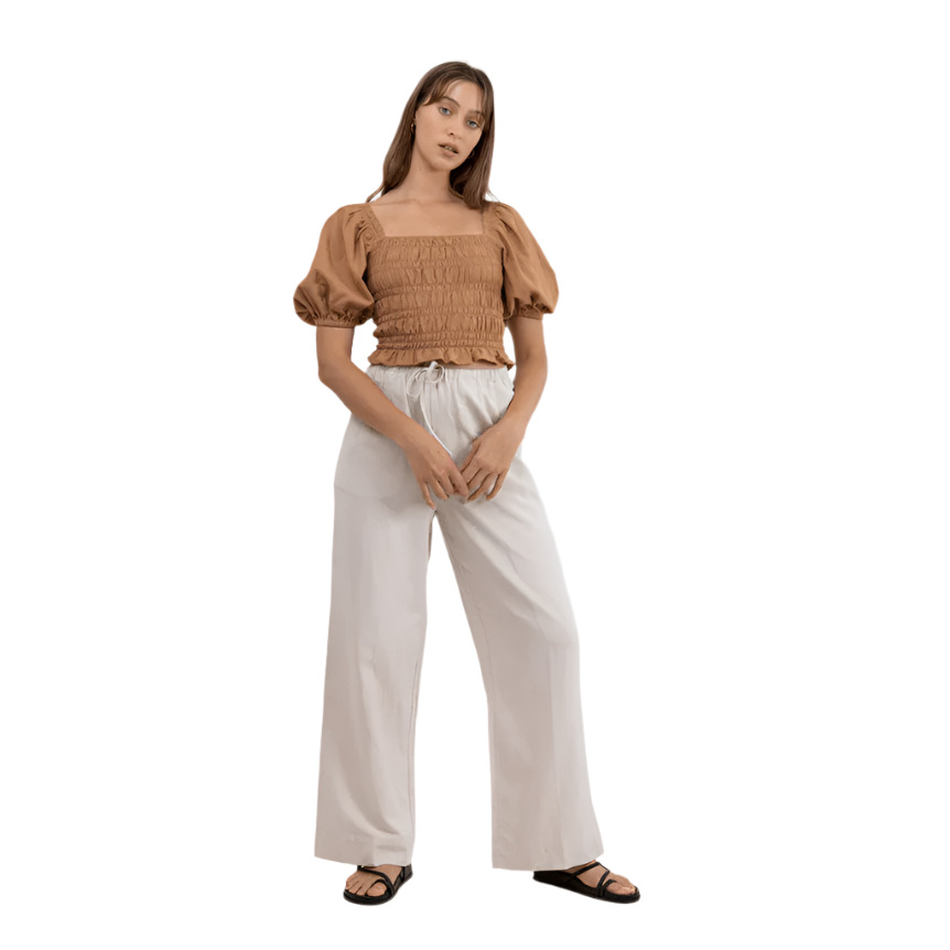 Rhythm - Bronte Smocked Top - Biscuit - Velocity 21