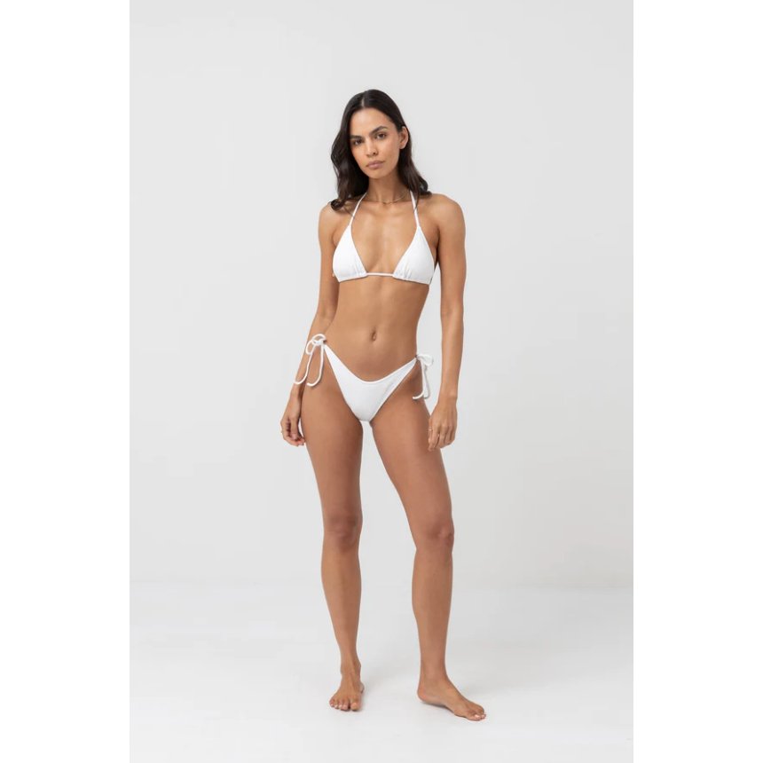 Rhythm - Isla Rib Eco Tie Side Hi Cut Pant - White - Velocity 21