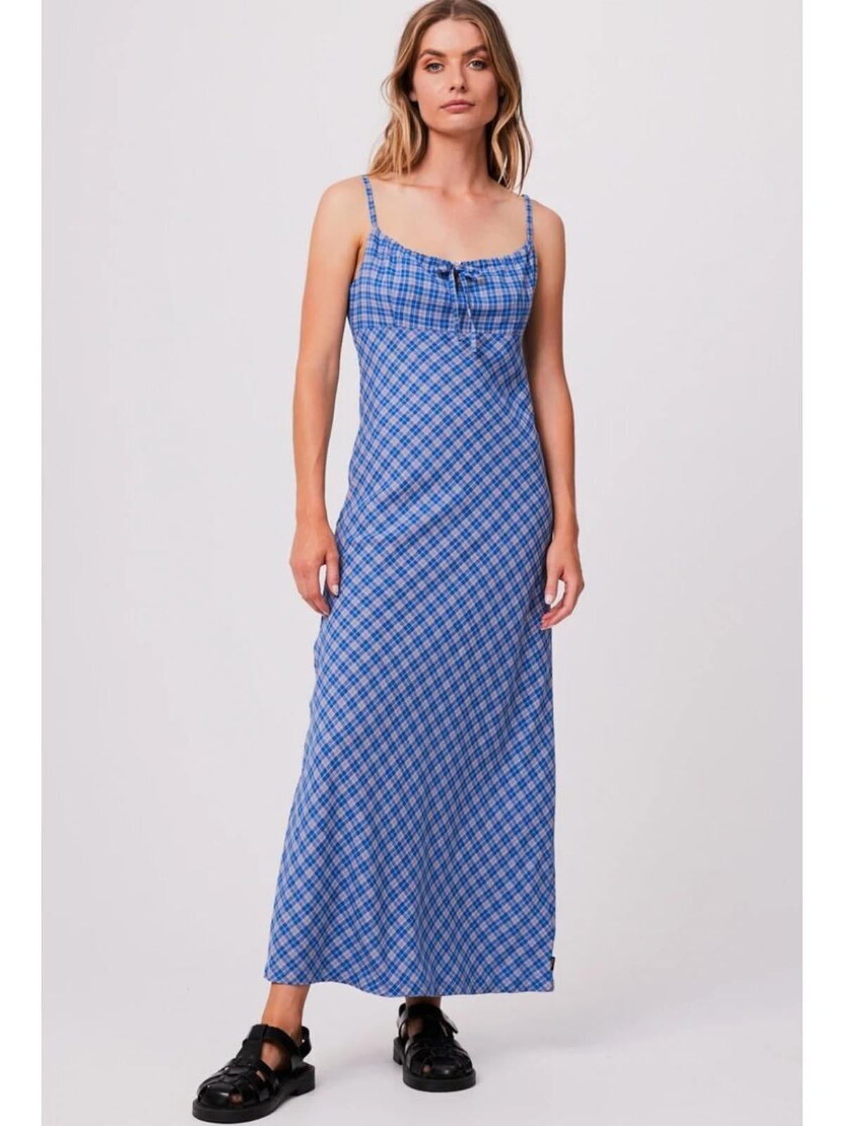 Afends Porcelain Hemp Check Maxi Dress | Velocity 21 Afends Porcelain Hemp Check Maxi Dress | Velocity 21
