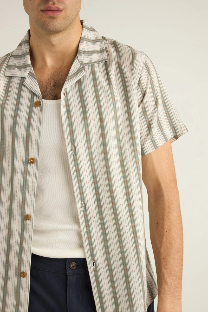 Vacation Stripe SS Shirt - Fern