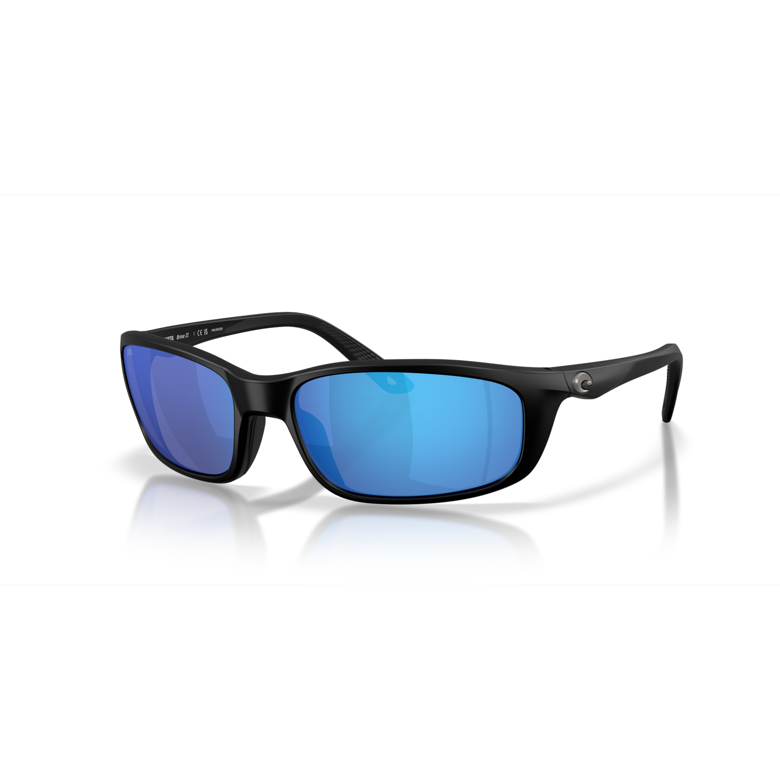 Costa Brine II Sunglasses - Velocity 21 Matte Black + Blue Mirror Polarised Glass 580G