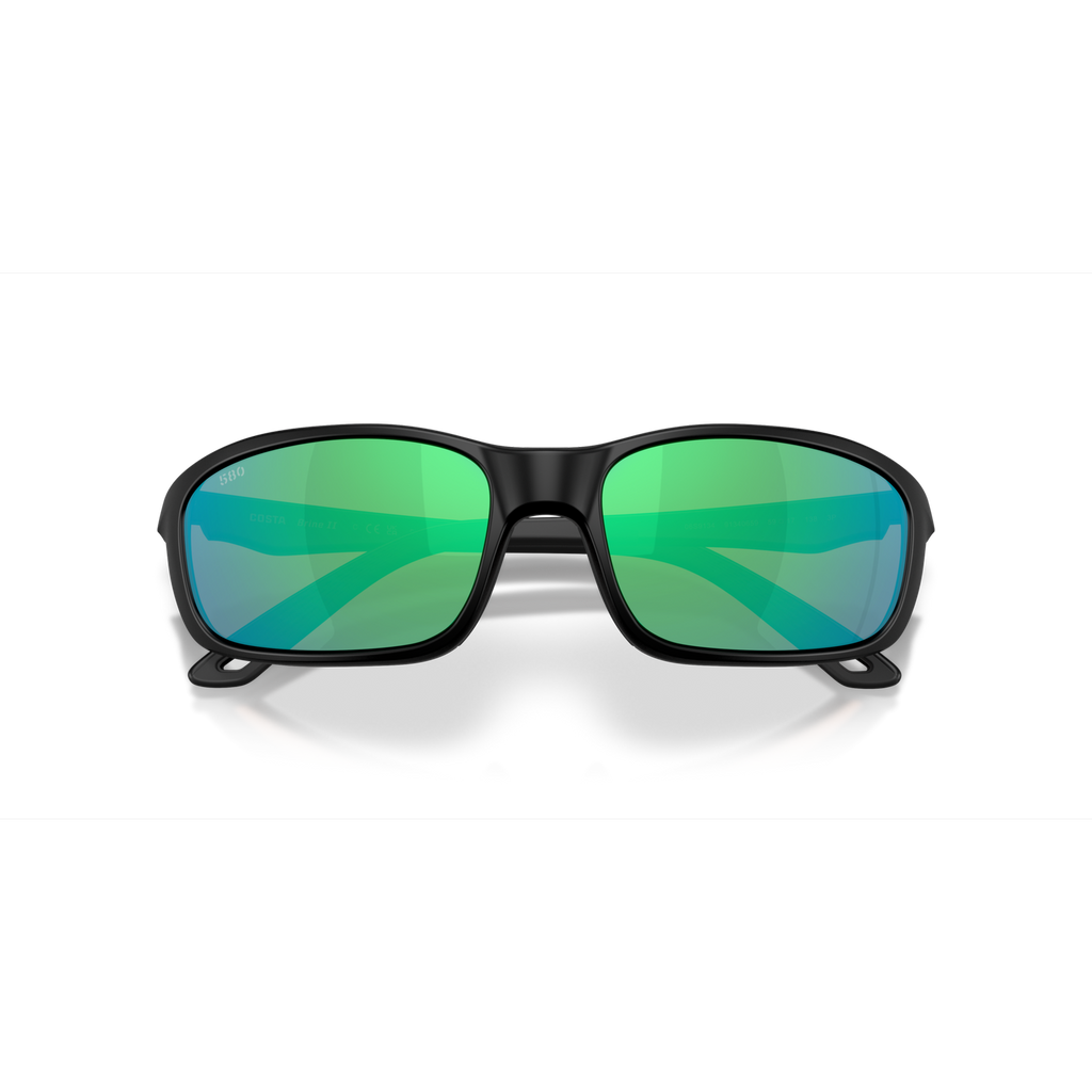 Costa Brine II Sunglasses - Velocity 21 Matte Black + Green Mirror Polarised Glass 580G