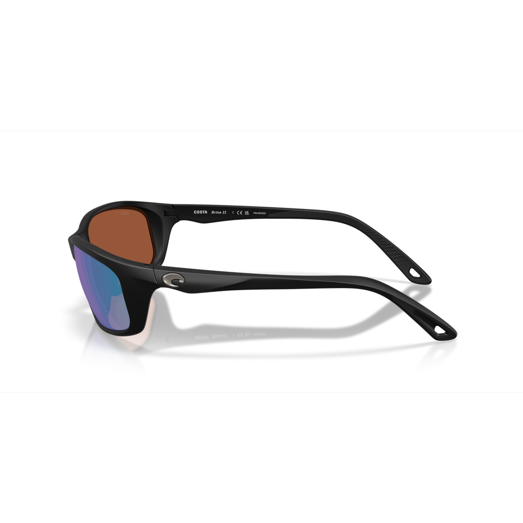 Costa Brine II Sunglasses - Velocity 21 Matte Black + Green Mirror Polarised Glass 580G
