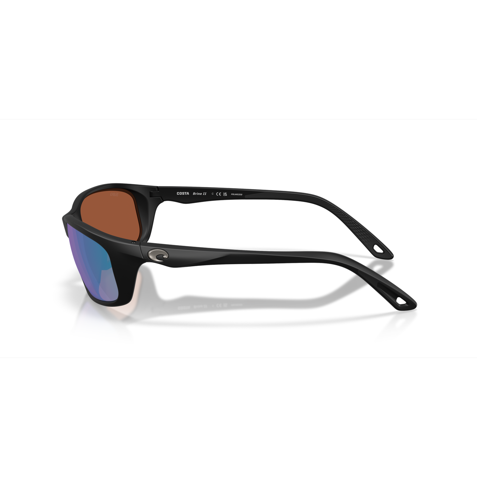 Costa Brine II Sunglasses - Velocity 21 Matte Black + Green Mirror Polarised Glass 580G