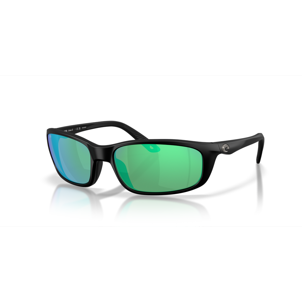 Costa Brine II Sunglasses - Velocity 21 Matte Black + Green Mirror Polarised Glass 580G