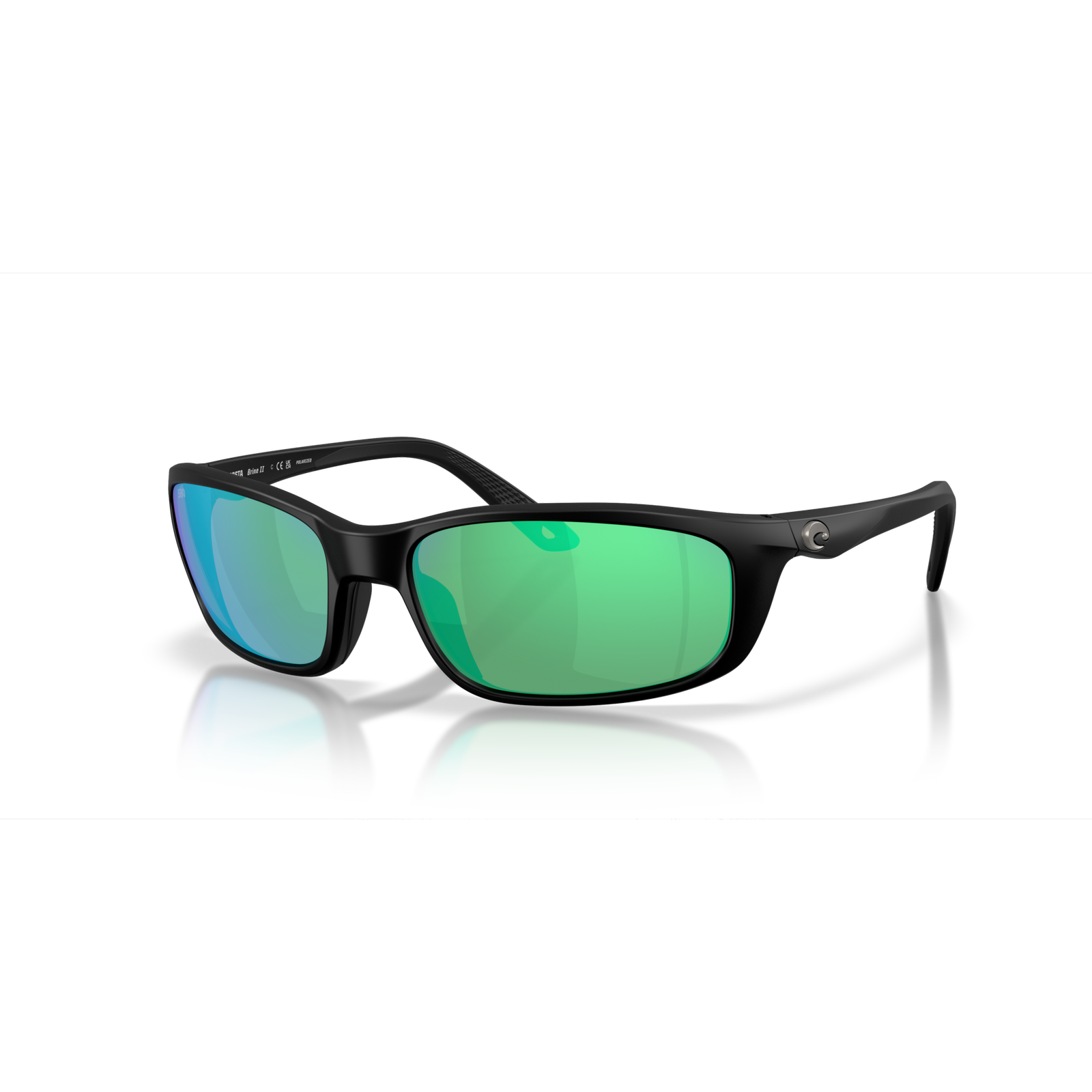 Costa Brine II Sunglasses - Velocity 21 Matte Black + Green Mirror Polarised Glass 580G