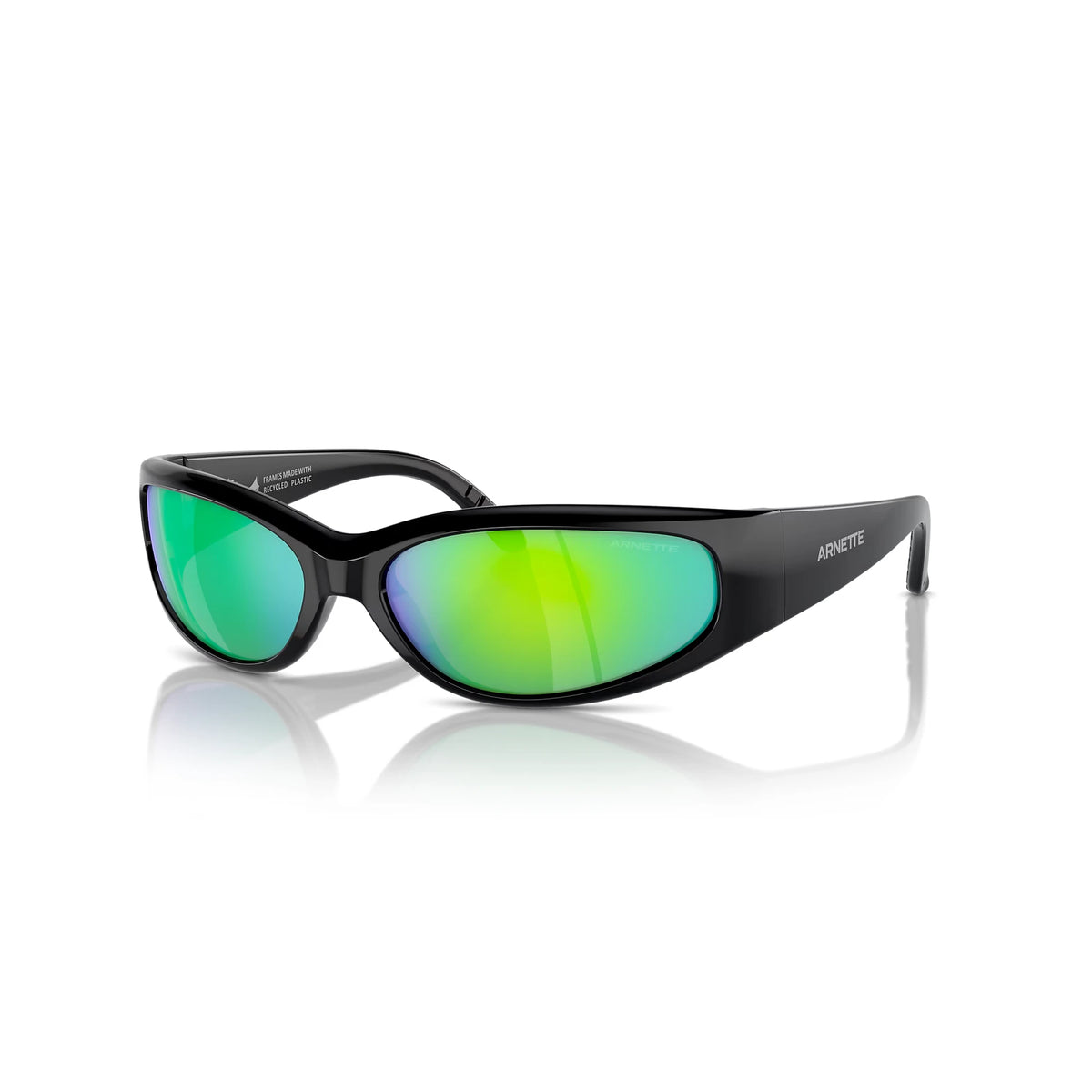 Arnette x Girl Skateboards Catish Sunglasses - Velocity 21 Recycled Black + Green Mirror