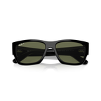 Black sunglasses with dark lenses on a white background Polished Black + G-15 Green Polarised