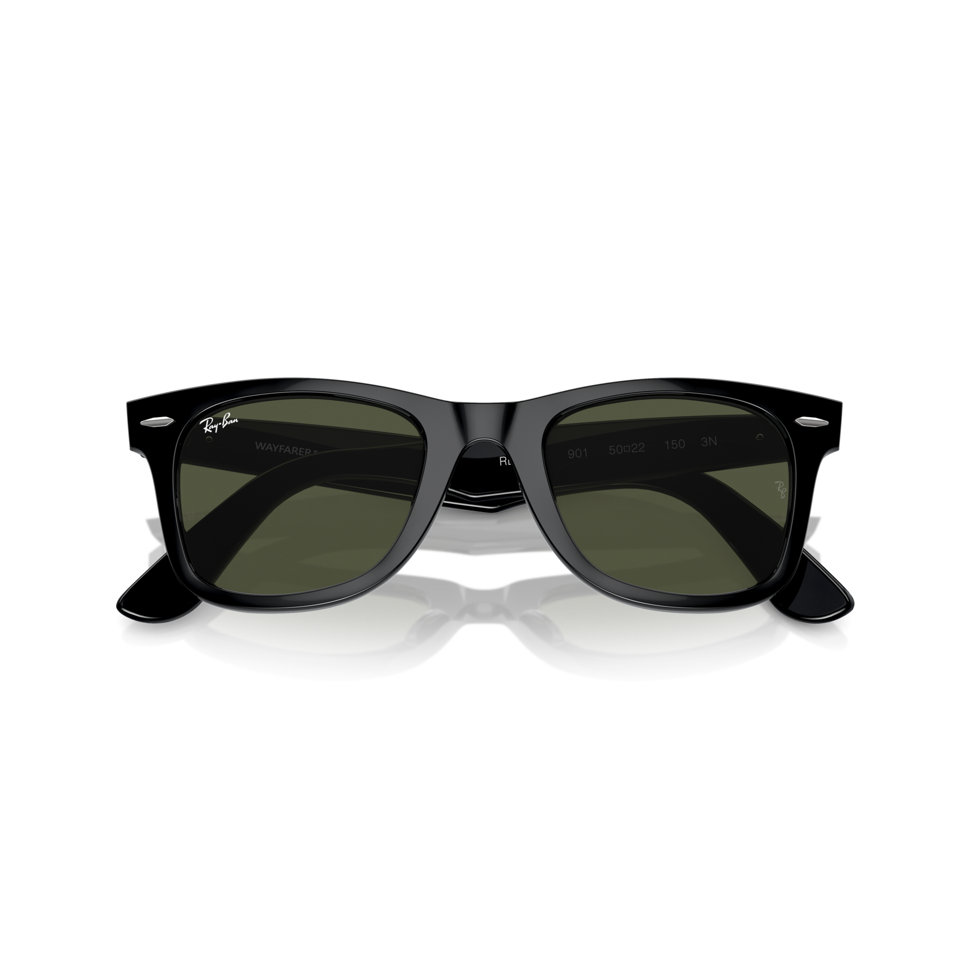 Black sunglasses with dark lenses on a white background Polished Black + G-15 Green