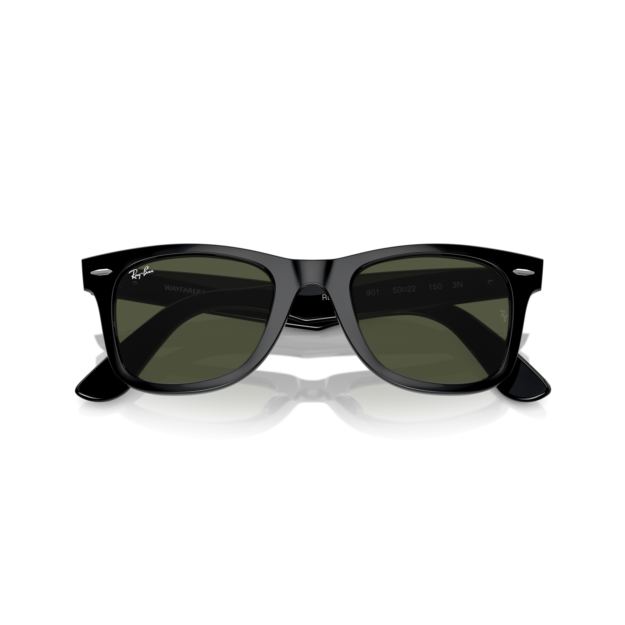 Black sunglasses with dark lenses on a white background Polished Black + G-15 Green