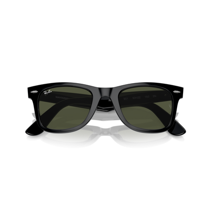 Black sunglasses with dark lenses on a white background Polished Black + G-15 Green