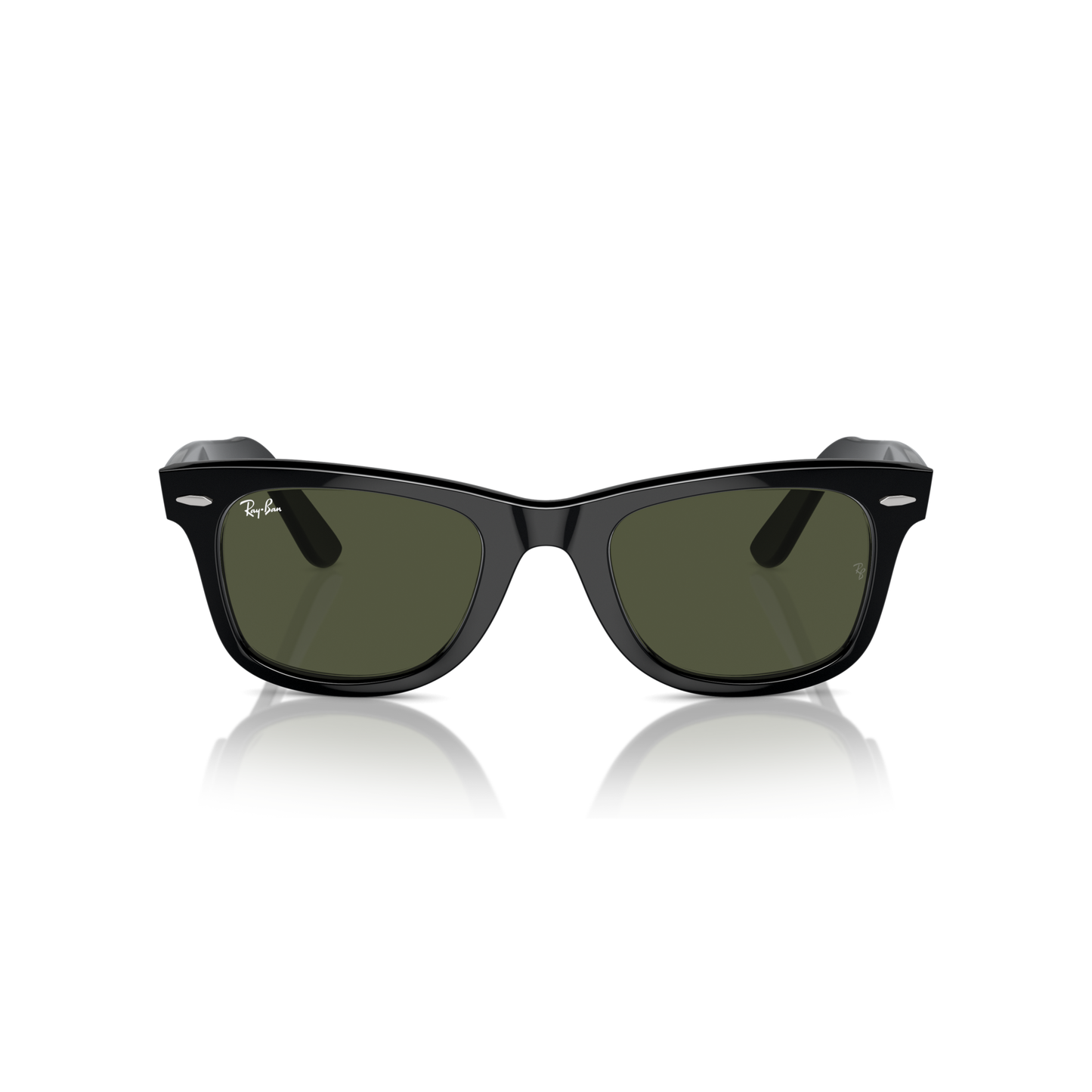 Black sunglasses with reflective lenses on a white background Polished Black + G-15 Green