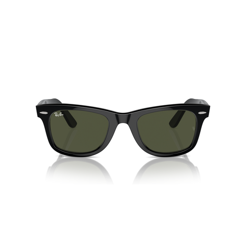 Black sunglasses with reflective lenses on a white background Polished Black + G-15 Green