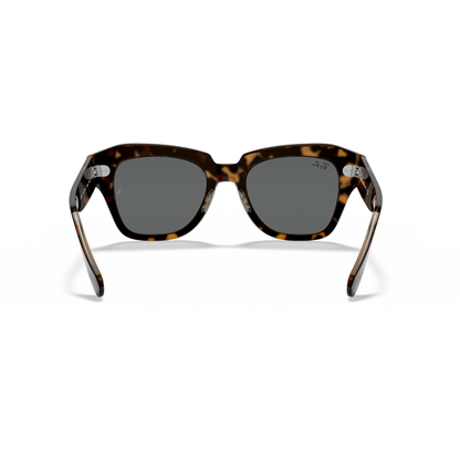Sunglasses with tortoiseshell frame and dark lenses on a white background Polished Havana on Transparent Brown + Dark Grey